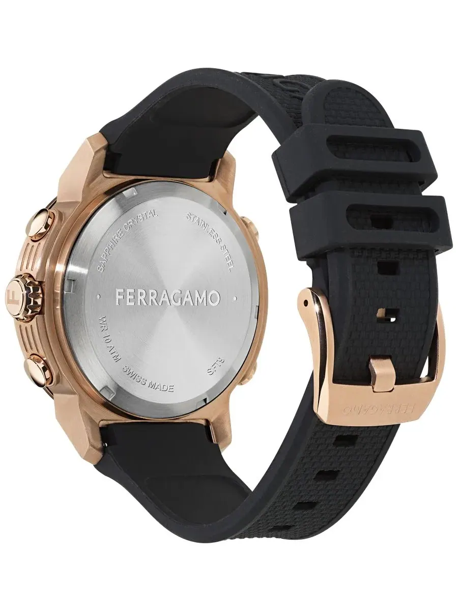 Мужские часы Sport Anadigit с розовым золотом и черным цифровым циферблатом, 43 мм Ferragamo — изображение 3 из 4