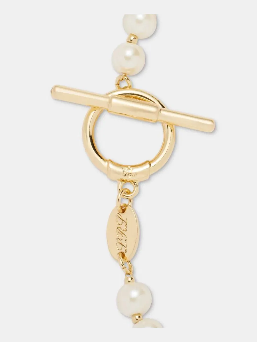Браслет с жемчугом и логотипом Lauren Ralph Lauren — изображение 4 из 4, оттенок белый
