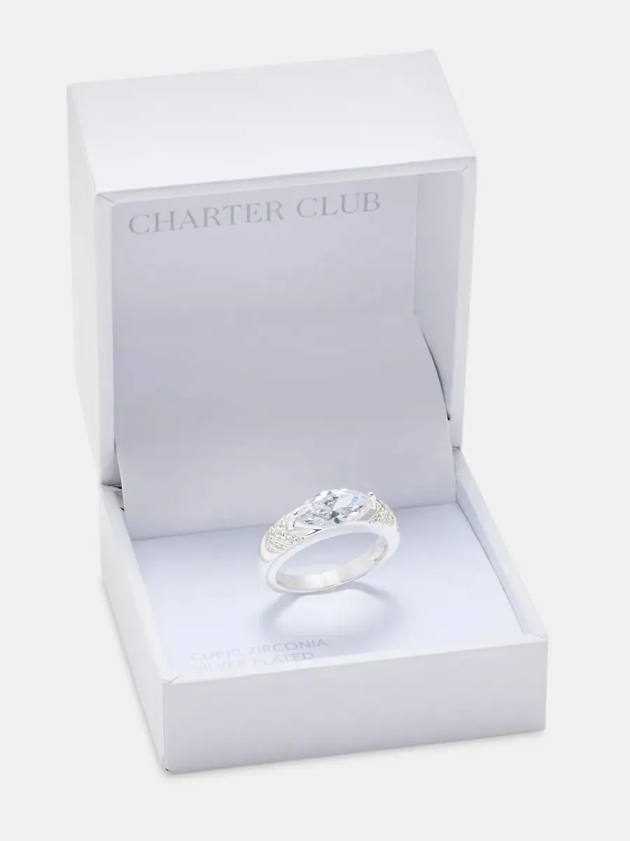 Кольцо с кубическим цирконием Charter Club — изображение 3 из 3, оттенок серебряный