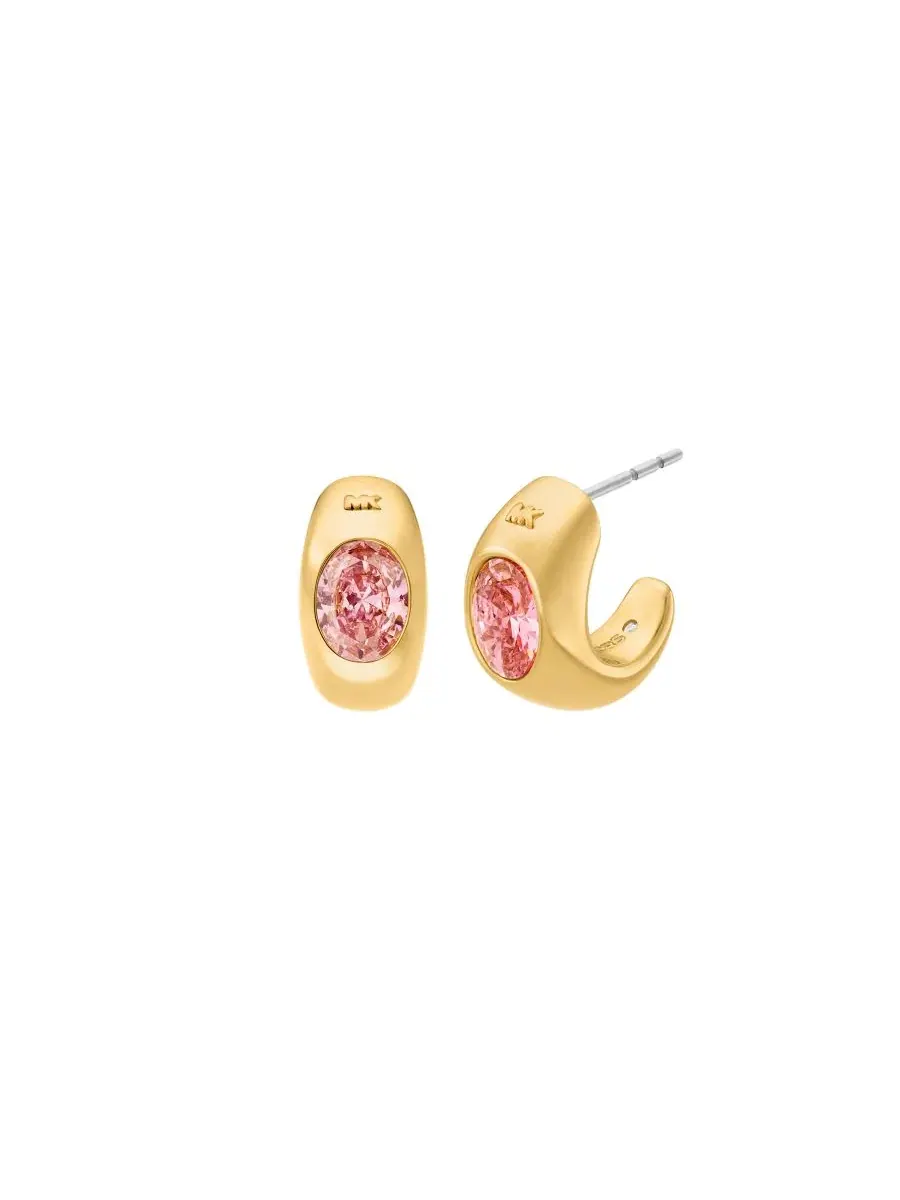 Серьги-кольца с овальными камнями Michael Kors — изображение 1 из 3, оттенок золото