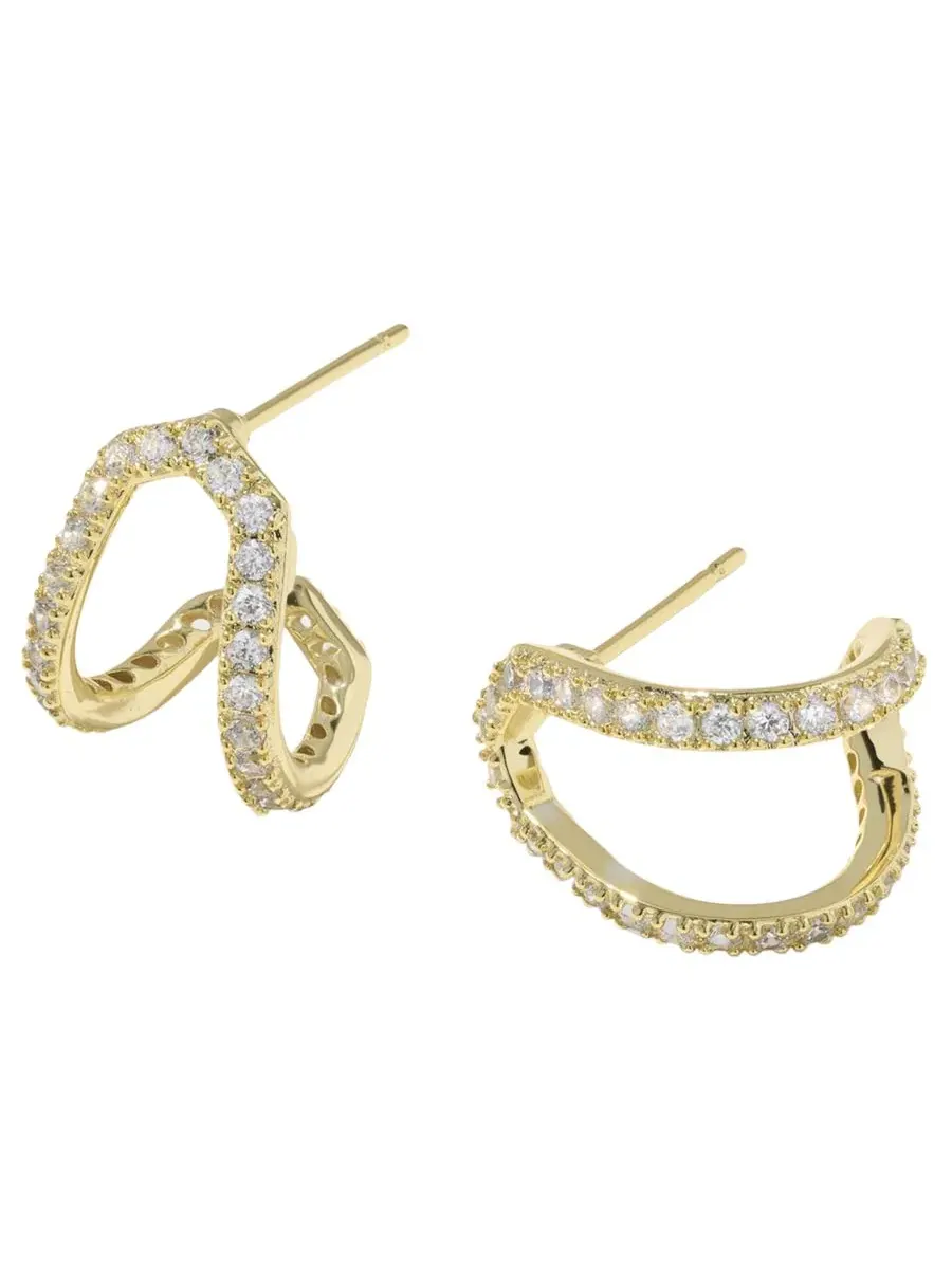 Серьги-кольца Daphne с кубическим цирконием, инкрустированные кристаллами Kendra Scott — изображение 1 из 4, оттенок золото