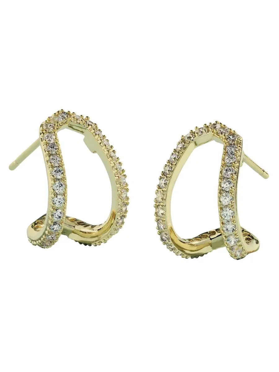 Серьги-кольца Daphne с кубическим цирконием, инкрустированные кристаллами Kendra Scott — изображение 2 из 4, оттенок золото
