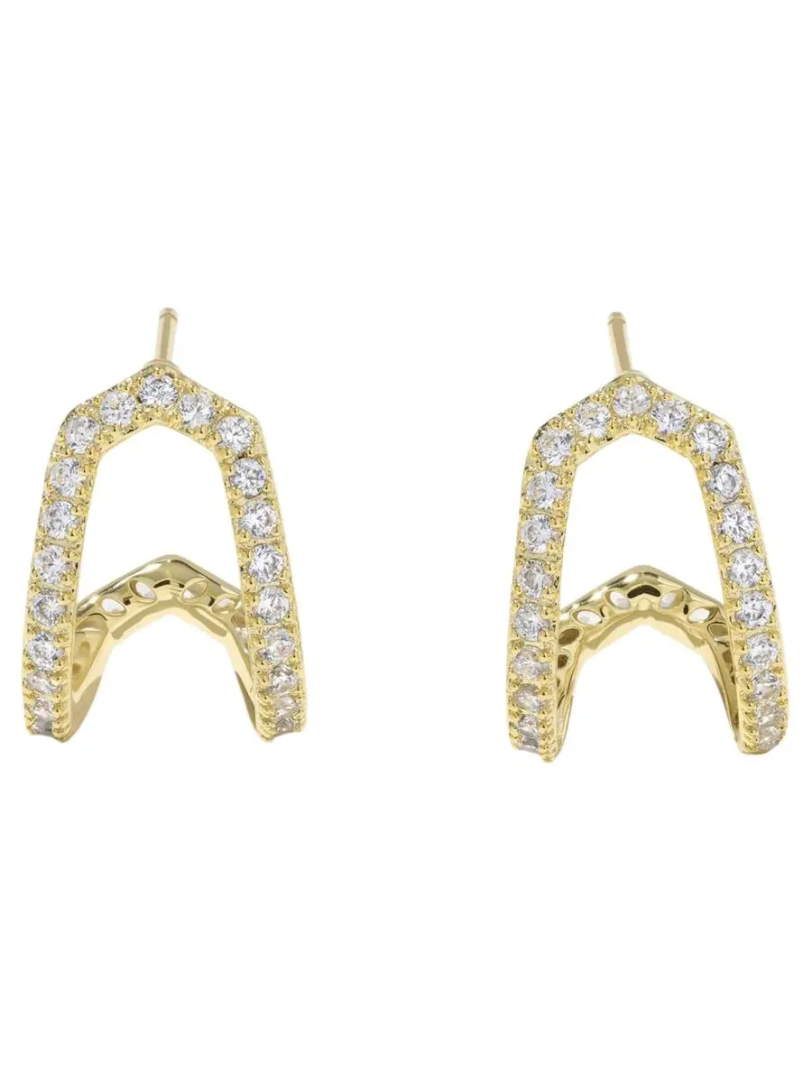 Серьги-кольца Daphne с кубическим цирконием, инкрустированные кристаллами Kendra Scott — изображение 3 из 4, оттенок золото