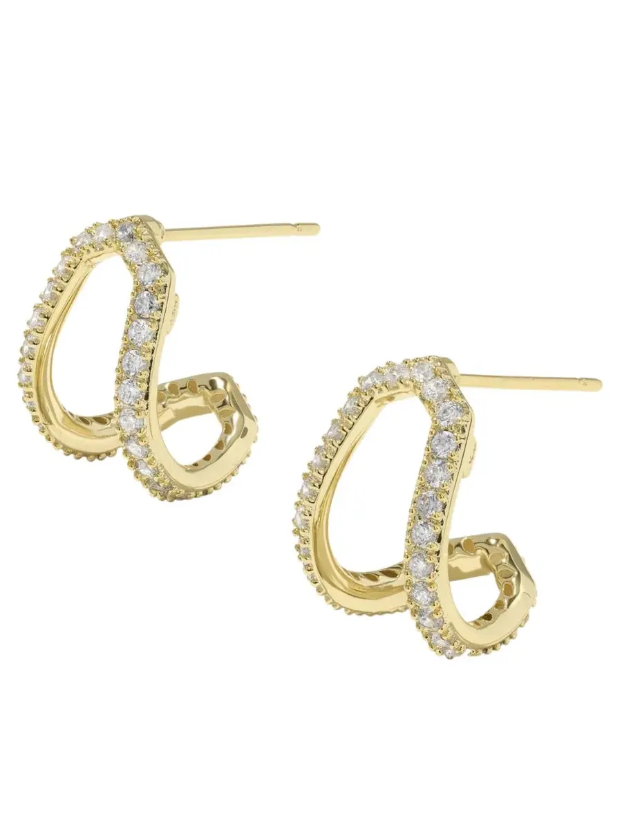 Серьги-кольца Daphne с кубическим цирконием, инкрустированные кристаллами Kendra Scott — изображение 4 из 4, оттенок золото