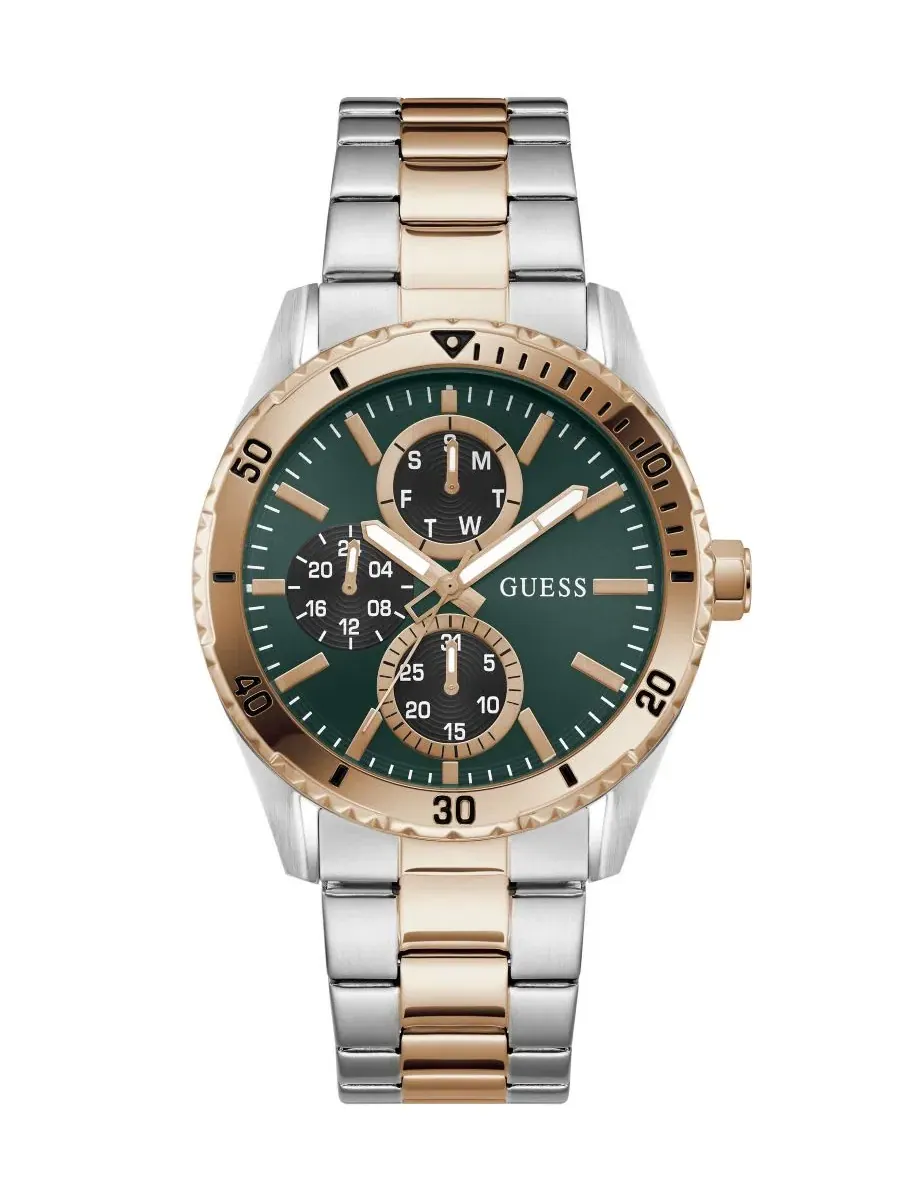 Мужские двухцветные многофункциональные часы, 43 мм Guess — изображение 1 из 5, оттенок розовый золотистый