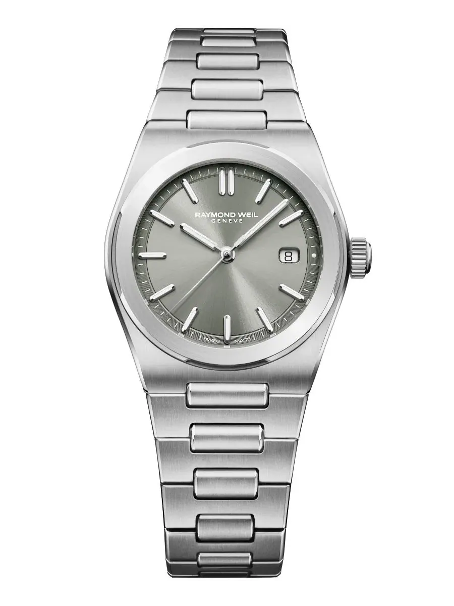 Женские часы с серебристым корпусом и циферблатом Sunbrushed Soft Sage Green Raymond Weil — изображение 1 из 3
