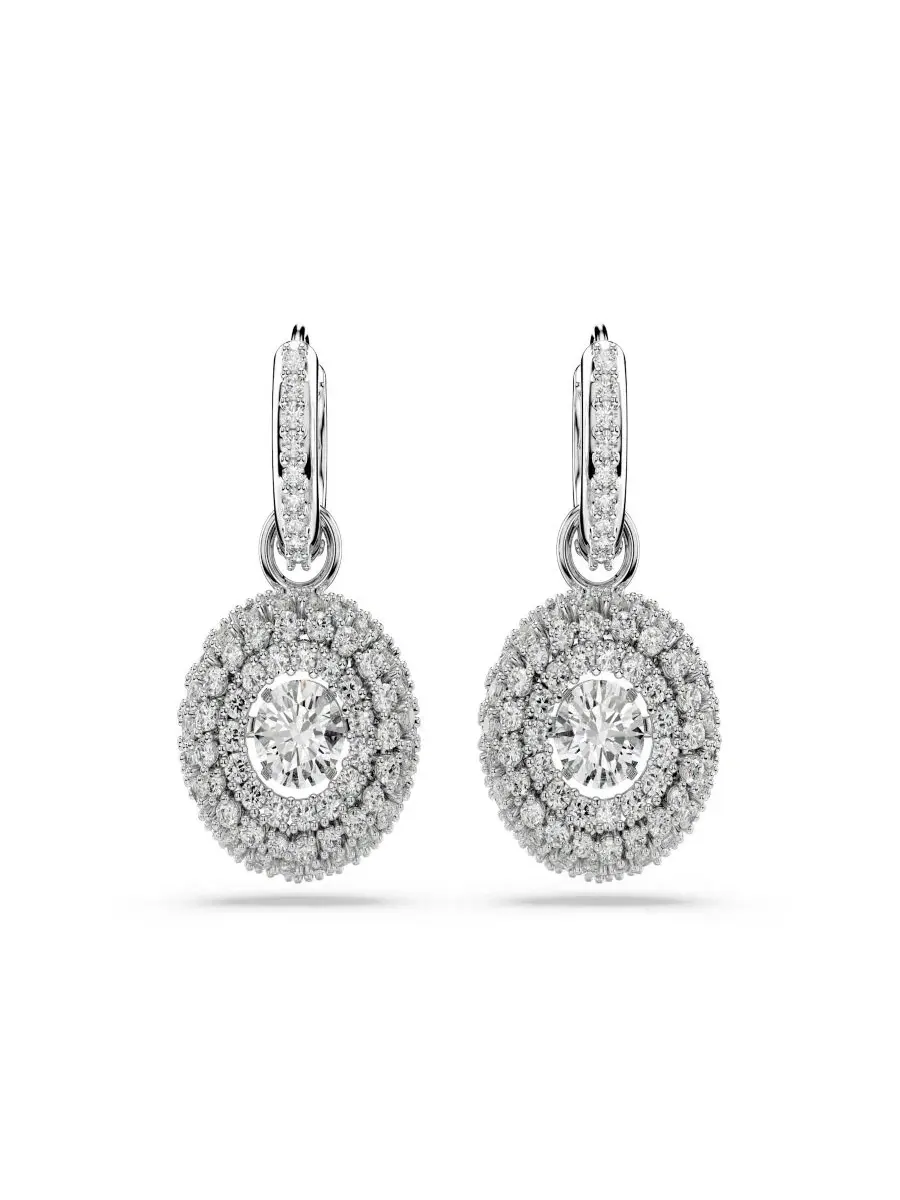 Серьги с белыми кристаллами, модель Sublima Swarovski — изображение 2 из 5, оттенок белый