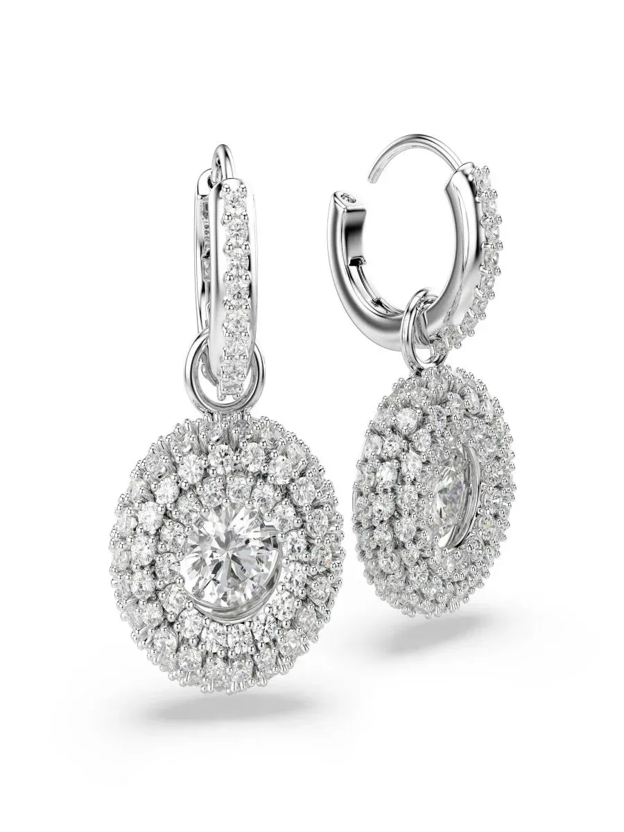 Серьги с белыми кристаллами, модель Sublima Swarovski — изображение 3 из 5, оттенок белый