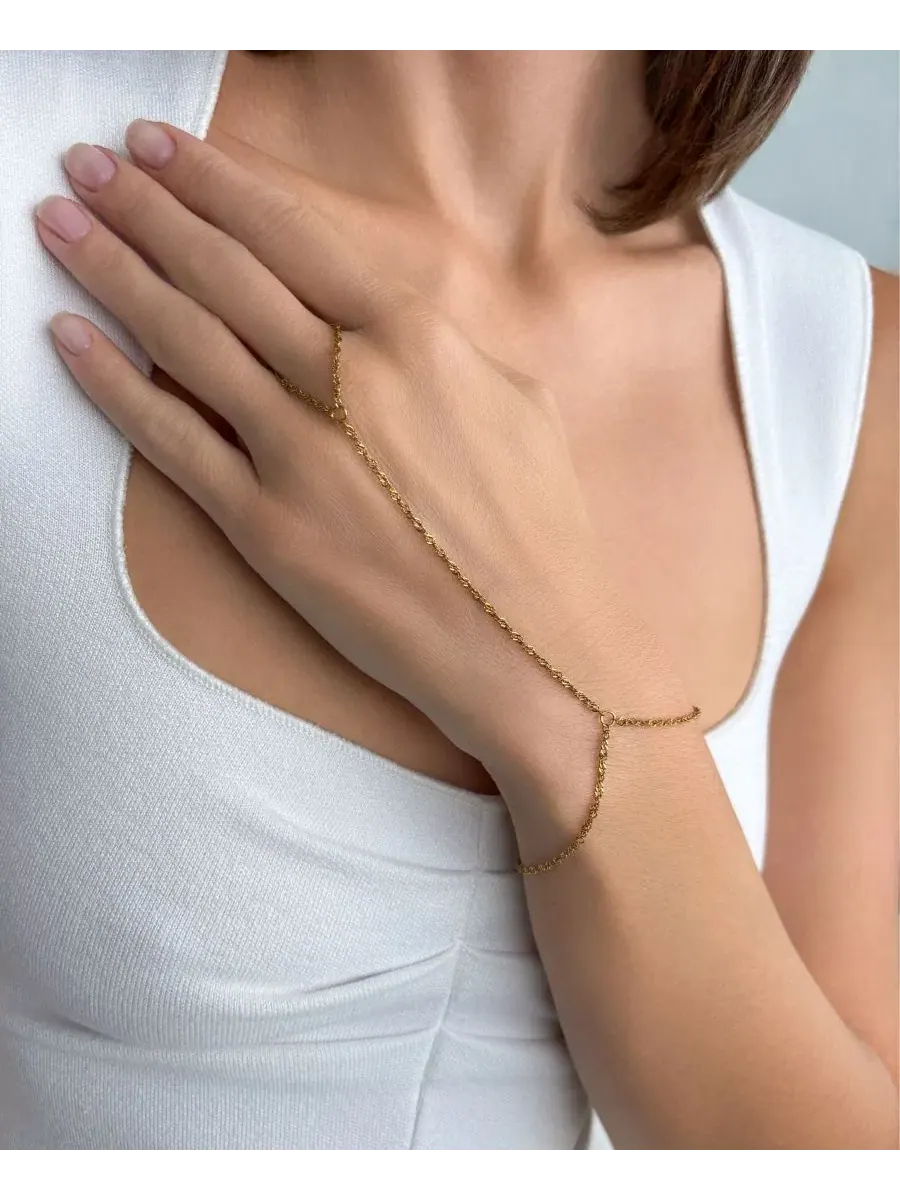 Браслет-цепочка V Handchain, 18k золотое покрытие ADORNIA — изображение 2 из 3