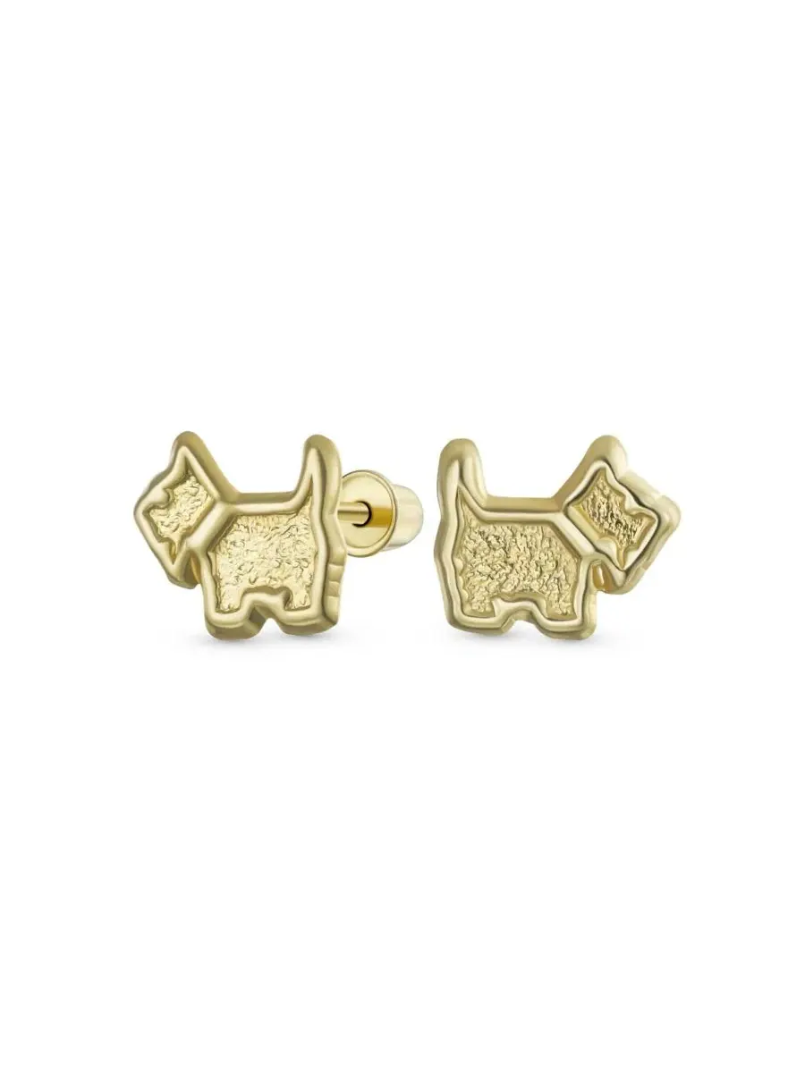 Серьги-гвоздики с собакой 10K золото Bling Jewelry — изображение 1 из 4