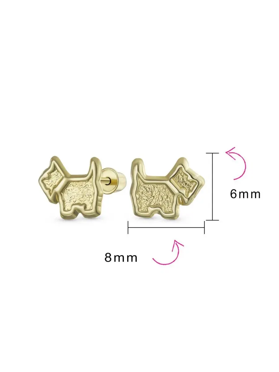 Серьги-гвоздики с собакой 10K золото Bling Jewelry — изображение 4 из 4