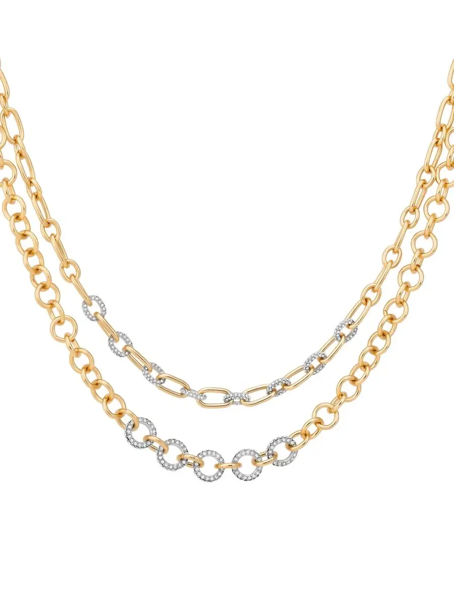 Колье с кристаллами и тоггл-застежкой GUESS — изображение 1 из 4, оттенок золото