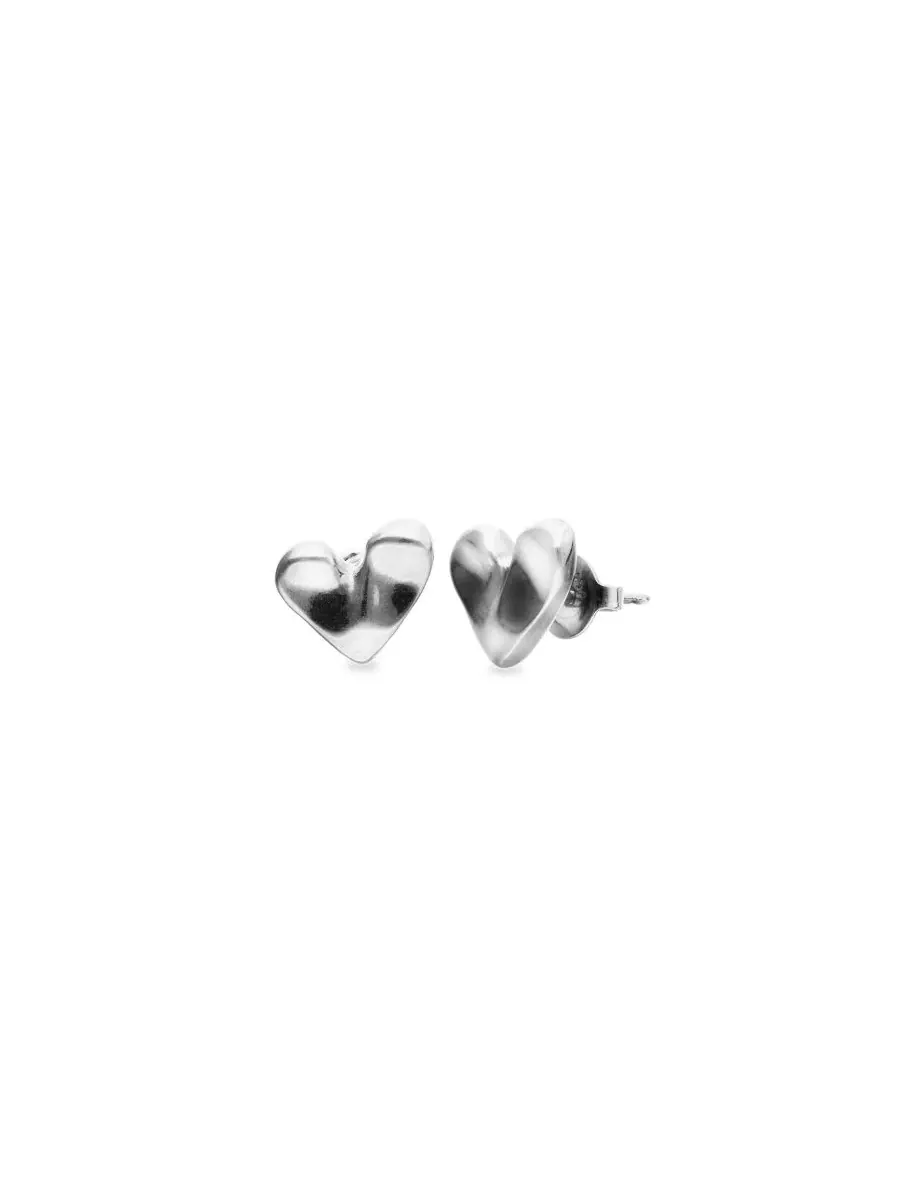Серьги-гвоздики с сердцем UNOde50 — изображение 1 из 3, оттенок серебряный