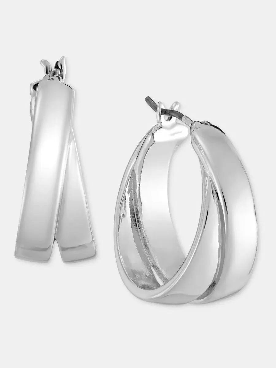 Серьги-кольца Small Twist Hoop KARL LAGERFELD PARIS — изображение 1 из 4, оттенок серебряный