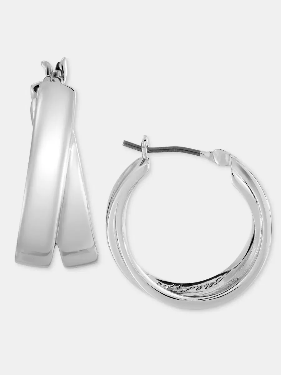 Серьги-кольца Small Twist Hoop KARL LAGERFELD PARIS — изображение 2 из 4, оттенок серебряный