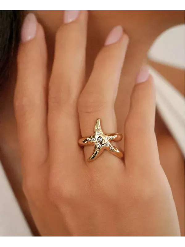 Роскошное кольцо Starfish Ettika — изображение 3 из 3, оттенок золото