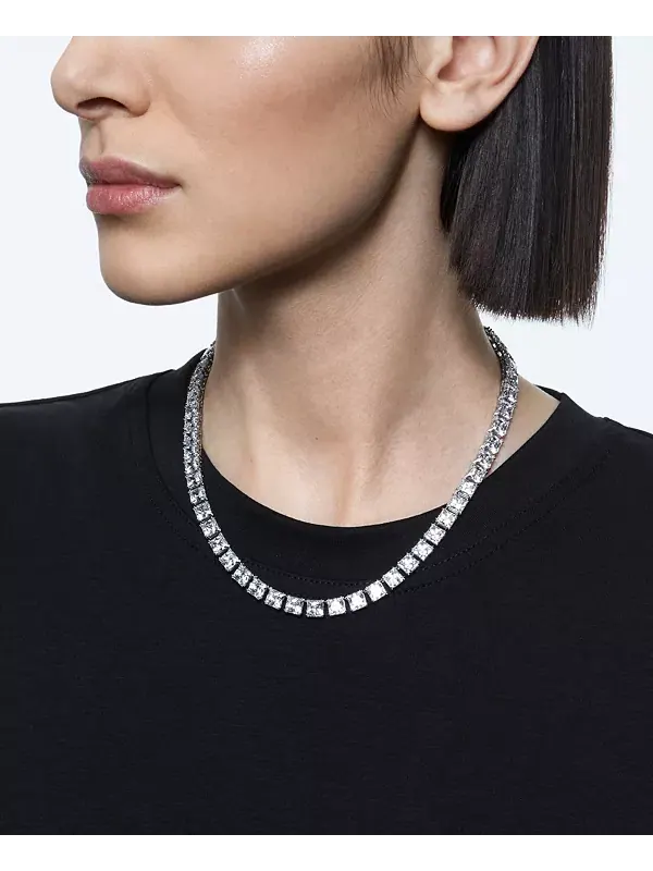 Ожерелье Millenia с родиевым покрытием, 15 дюймов + удлинитель 2 дюйма Swarovski — изображение 2 из 4, оттенок белый