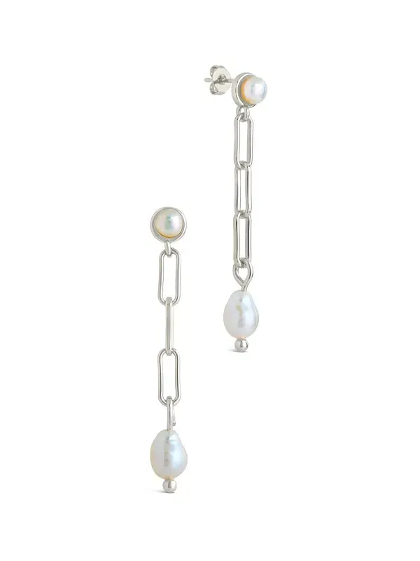 Серьги-Подвески Fayelynn из перламутровой цепочки Sterling Forever — изображение 1 из 4, оттенок серебряный
