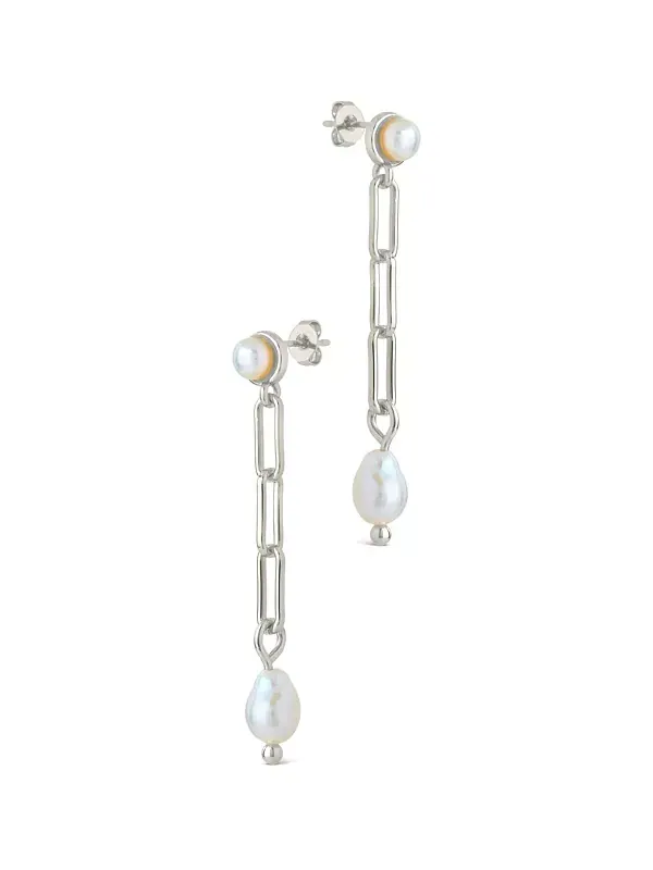 Серьги-Подвески Fayelynn из перламутровой цепочки Sterling Forever — изображение 2 из 4, оттенок серебряный