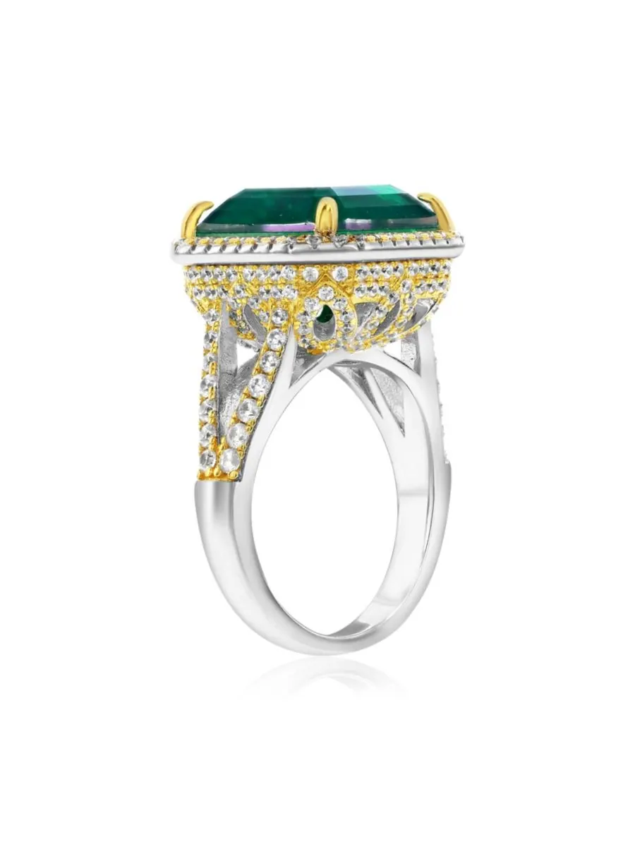 Кольцо для коктейлей Gala Collection из стерлингового серебра с крупными фианитами огранки Ашер в — изображение 3 из 5