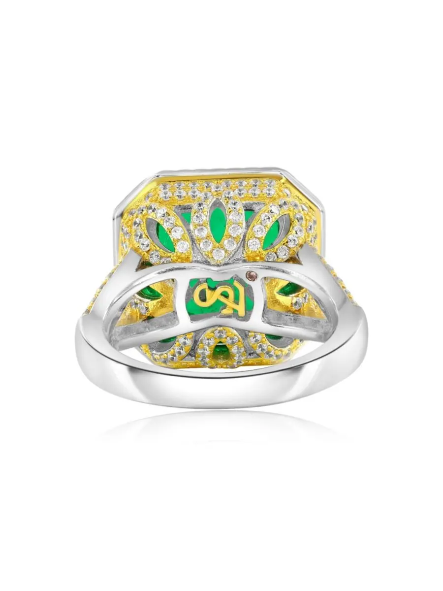 Кольцо для коктейлей Gala Collection из стерлингового серебра с крупными фианитами огранки Ашер в — изображение 4 из 5