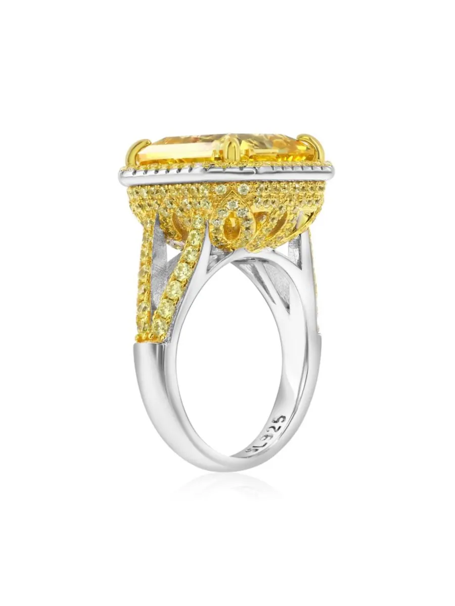 Кольцо для коктейлей Gala Collection из стерлингового серебра с крупными фианитами огранки Ашер в — изображение 3 из 5