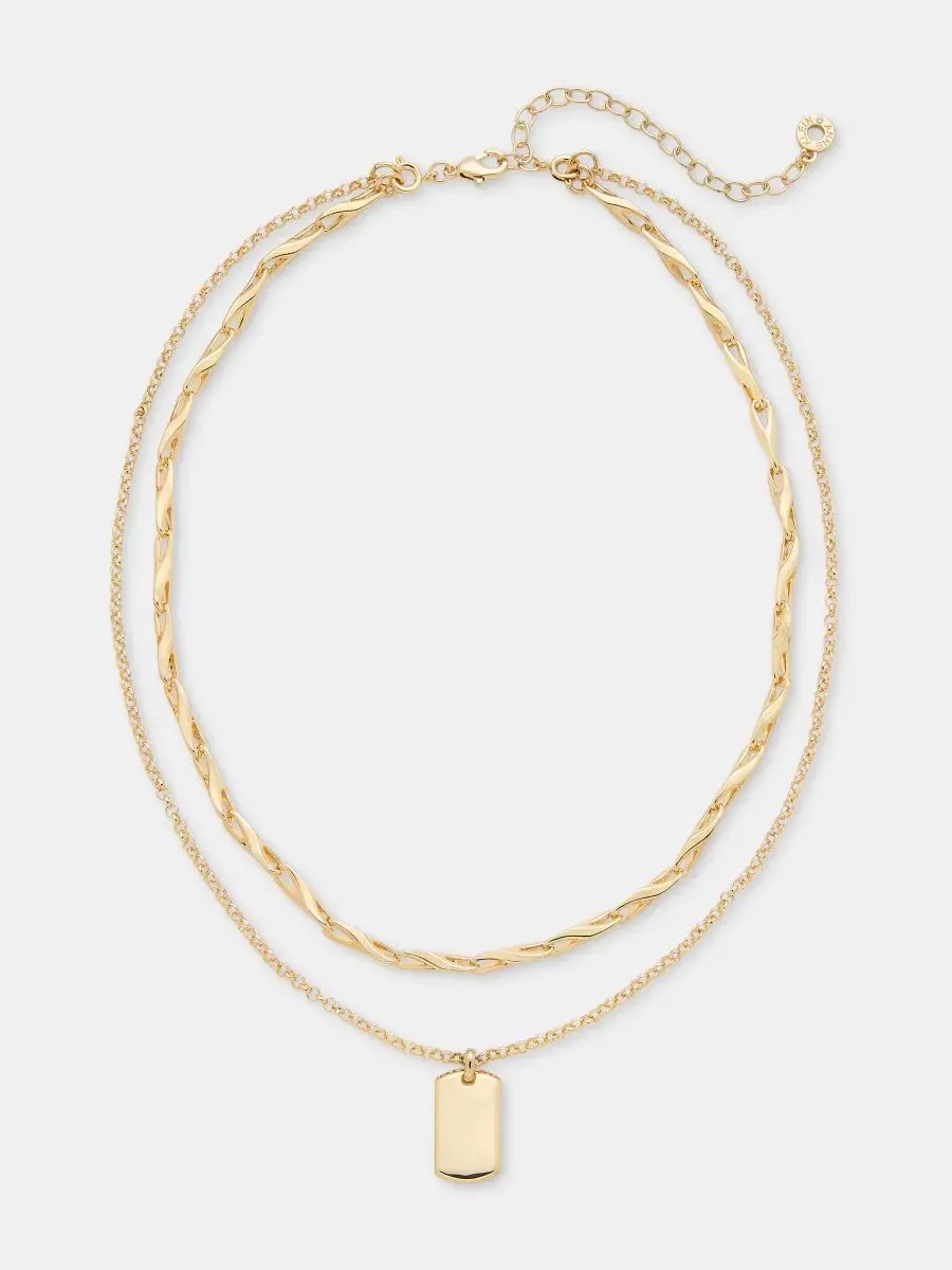 Подвеска-жетон золотистого цвета, 2 в 1 Anne Klein — изображение 1 из 4, оттенок золото
