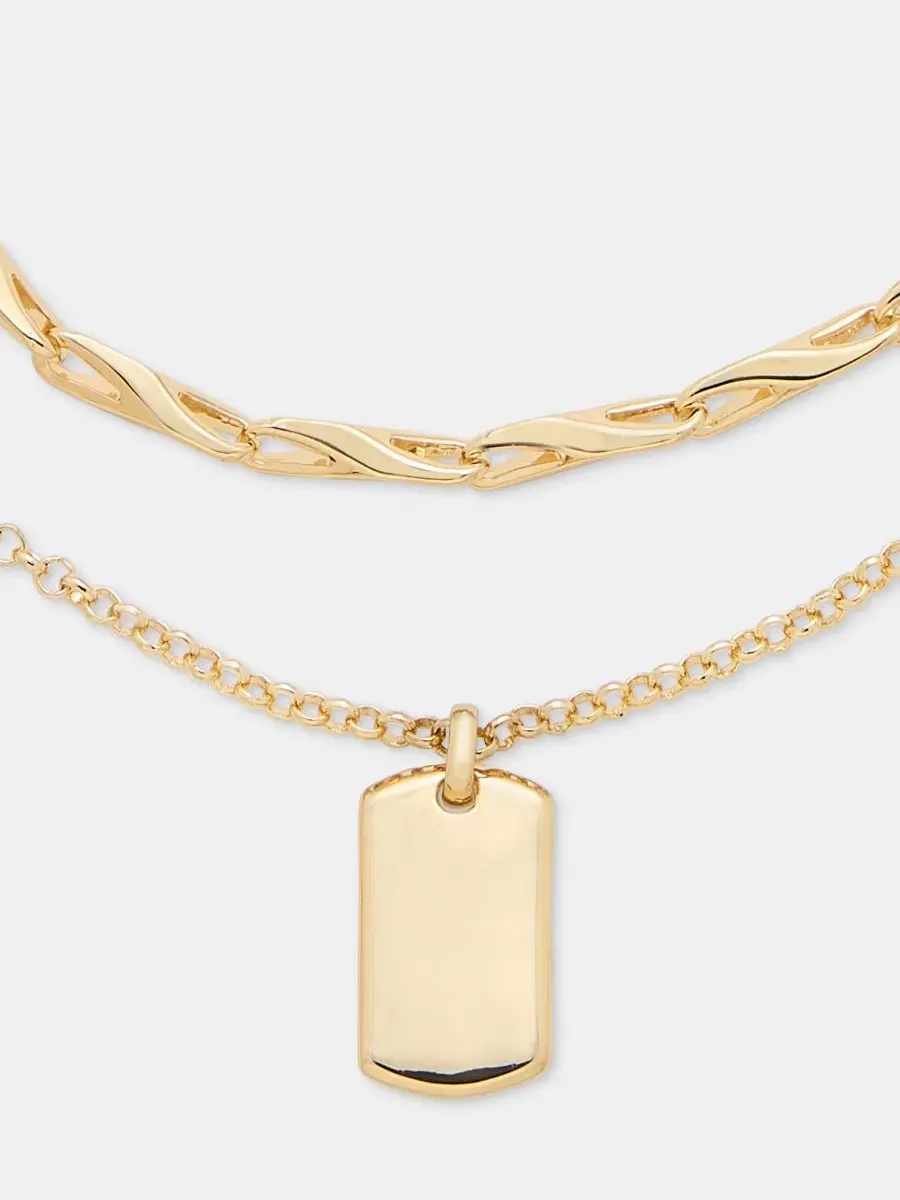 Подвеска-жетон золотистого цвета, 2 в 1 Anne Klein — изображение 2 из 4, оттенок золото