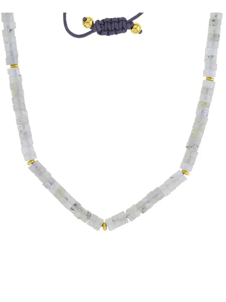 Водонепроницаемое регулируемое ожерелье из лабрадорита с желтыми бусинами Roxy