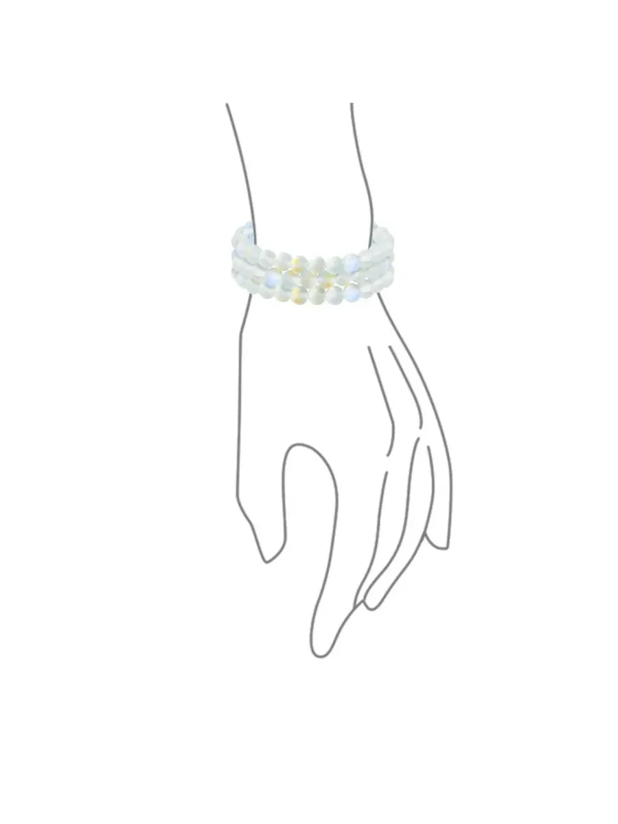 Набор из 3 эластичных браслетов с бусинами 8 мм, Blue Aquamarine Bling Jewelry, Created Moonstone — изображение 2 из 4