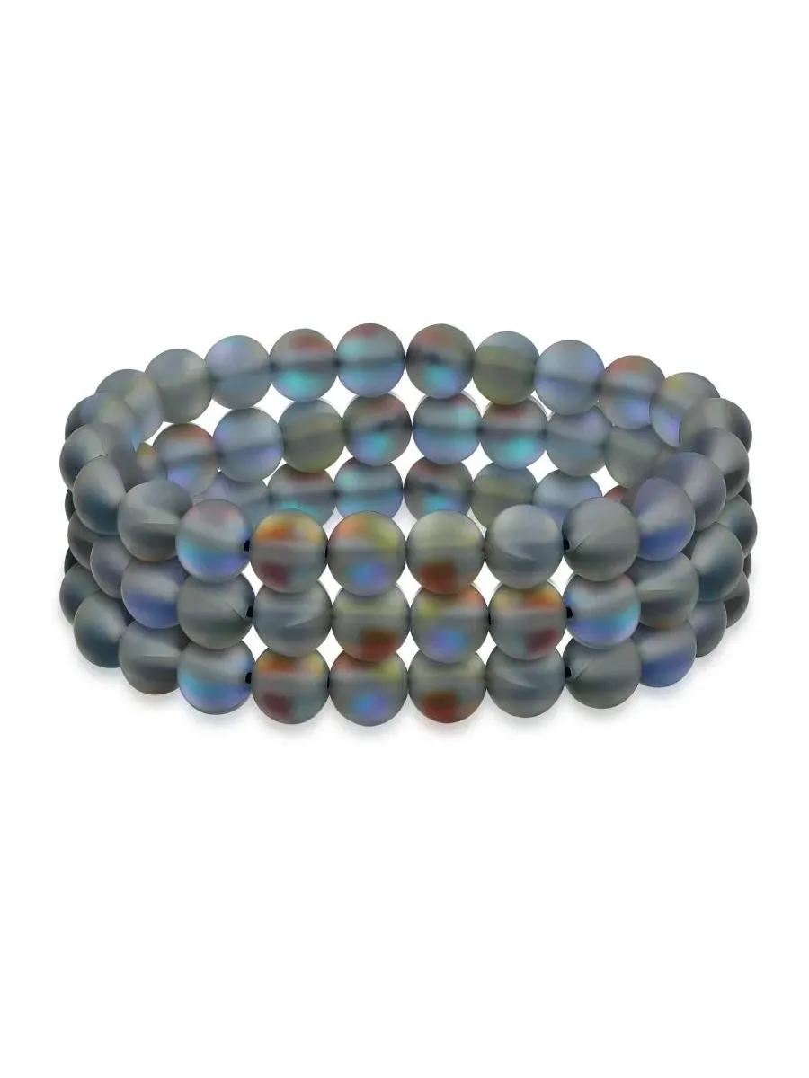 Комплект браслетов-резинок Blue Aquamarine 8MM Gemstone Ball Bead Stretch Bracelet Stackable Set of — изображение 1 из 3