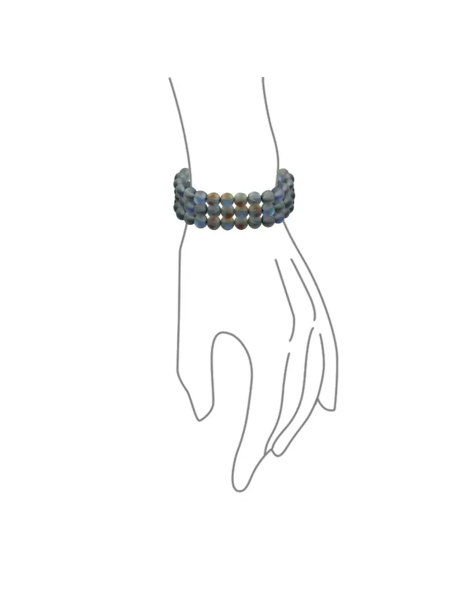 Комплект браслетов-резинок Blue Aquamarine 8MM Gemstone Ball Bead Stretch Bracelet Stackable Set of — изображение 2 из 3