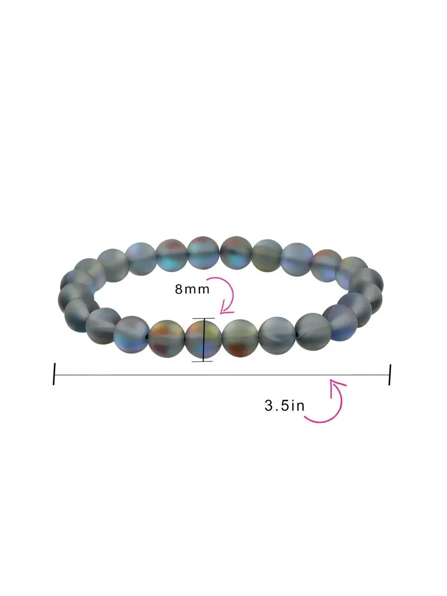 Комплект браслетов-резинок Blue Aquamarine 8MM Gemstone Ball Bead Stretch Bracelet Stackable Set of — изображение 3 из 3