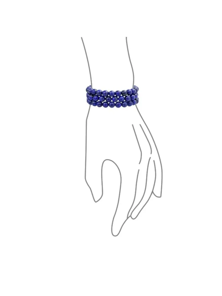 Комплект из 3 эластичных браслетов с бусинами 8 мм Blue Aquamarine Bling Jewelry — изображение 5 из 5, оттенок синий