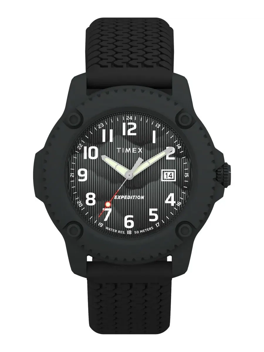 Мужские часы Timex Expedition Timber с черным циферблатом и силиконовым ремешком, 42 мм — изображение 1 из 5, оттенок черный