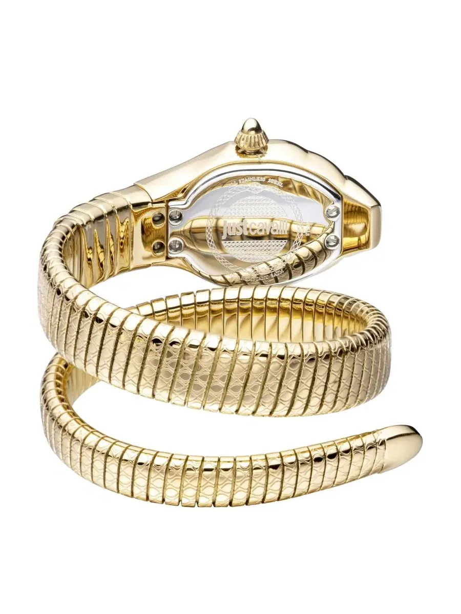 Женские часы Glam Snake Quartz IP Stainless Steel Bracelet Watch Just Cavalli — изображение 2 из 3, оттенок золотистый