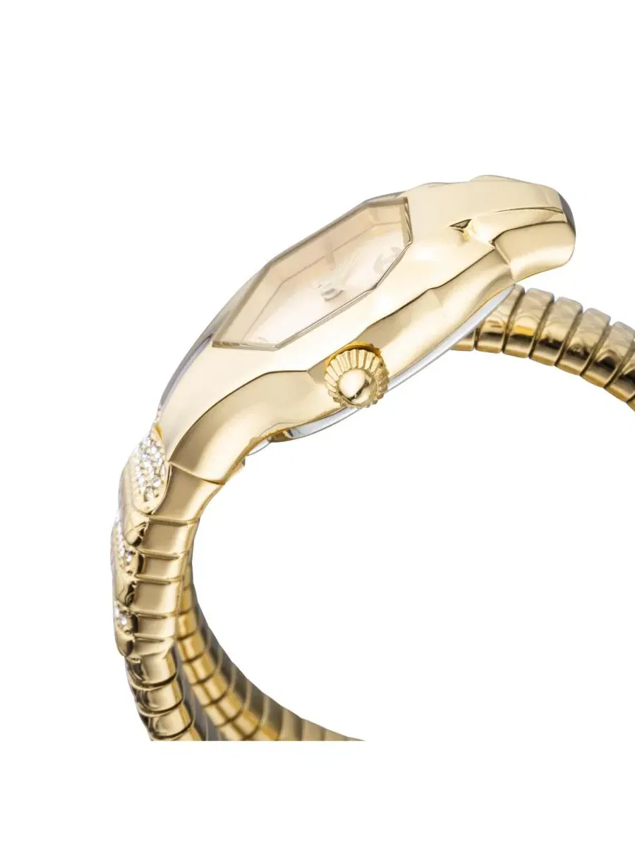 Женские часы Glam Snake Quartz IP Stainless Steel Bracelet Watch Just Cavalli — изображение 3 из 3, оттенок золотистый