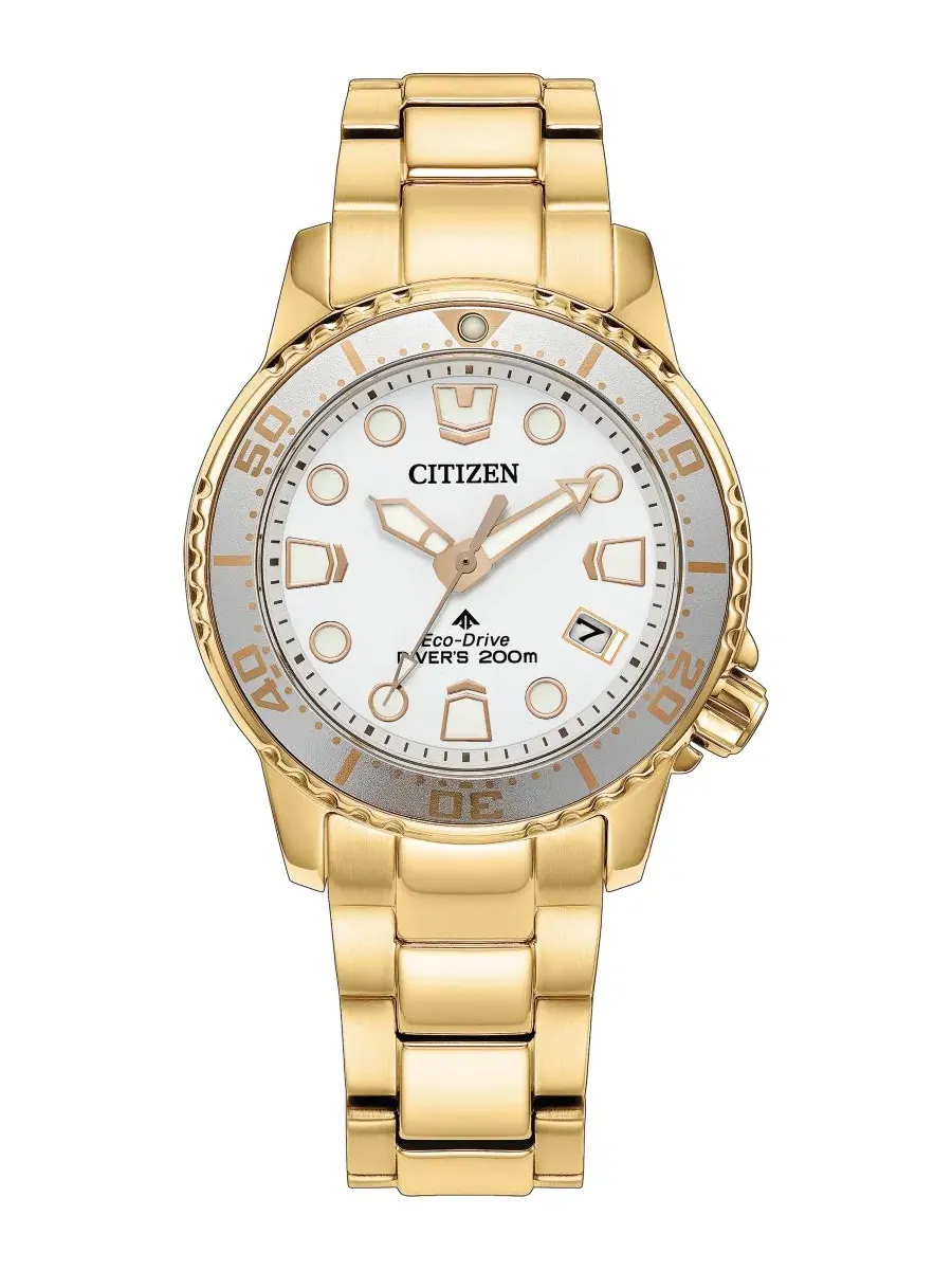 Женские часы Promaster Sea Dive Light Gold с браслетом из нержавеющей стали, 36,5 мм Citizen