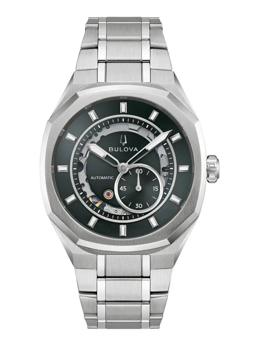 Мужские автоматические часы Marc Anthony Silver-Tone Stainless Steel Bracelet Watch 40.5mm Bulova — серебристый