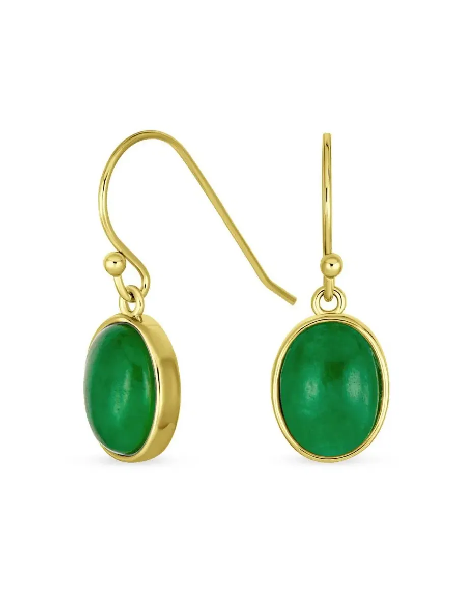 Серьги-подвески из натурального камня с кабошоном овальной формы, модель Classic Elegant Bling — изображение 1 из 4
