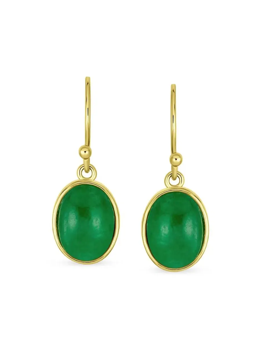 Серьги-подвески из натурального камня с кабошоном овальной формы, модель Classic Elegant Bling — изображение 2 из 4