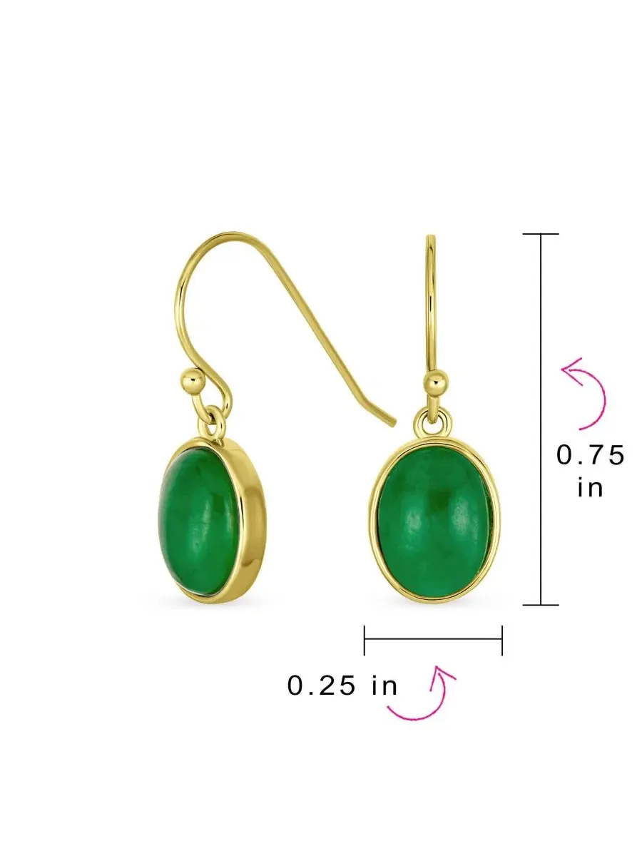 Серьги-подвески из натурального камня с кабошоном овальной формы, модель Classic Elegant Bling — изображение 4 из 4