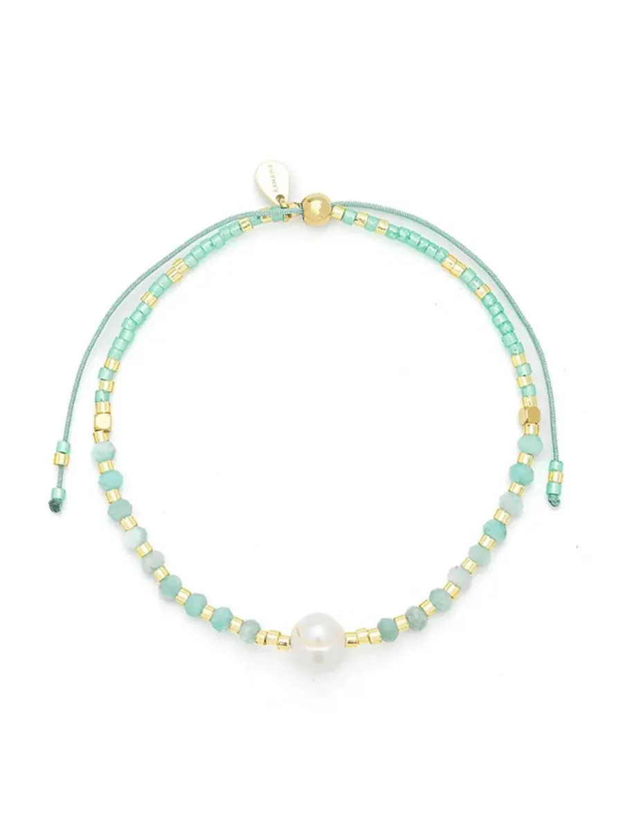 Браслет с жемчугом и бусинами Miyuki, регулируемый, Lumira Kamaria, Amazonite