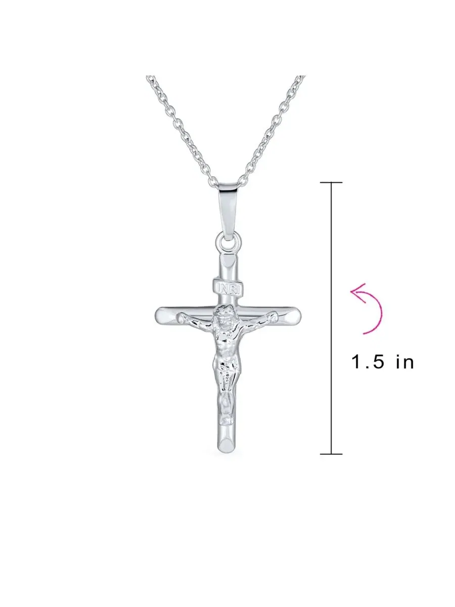 Кулон-крест с цепью, серебро 925 пробы, 45 см Bling Jewelry — изображение 4 из 4, оттенок серебряный