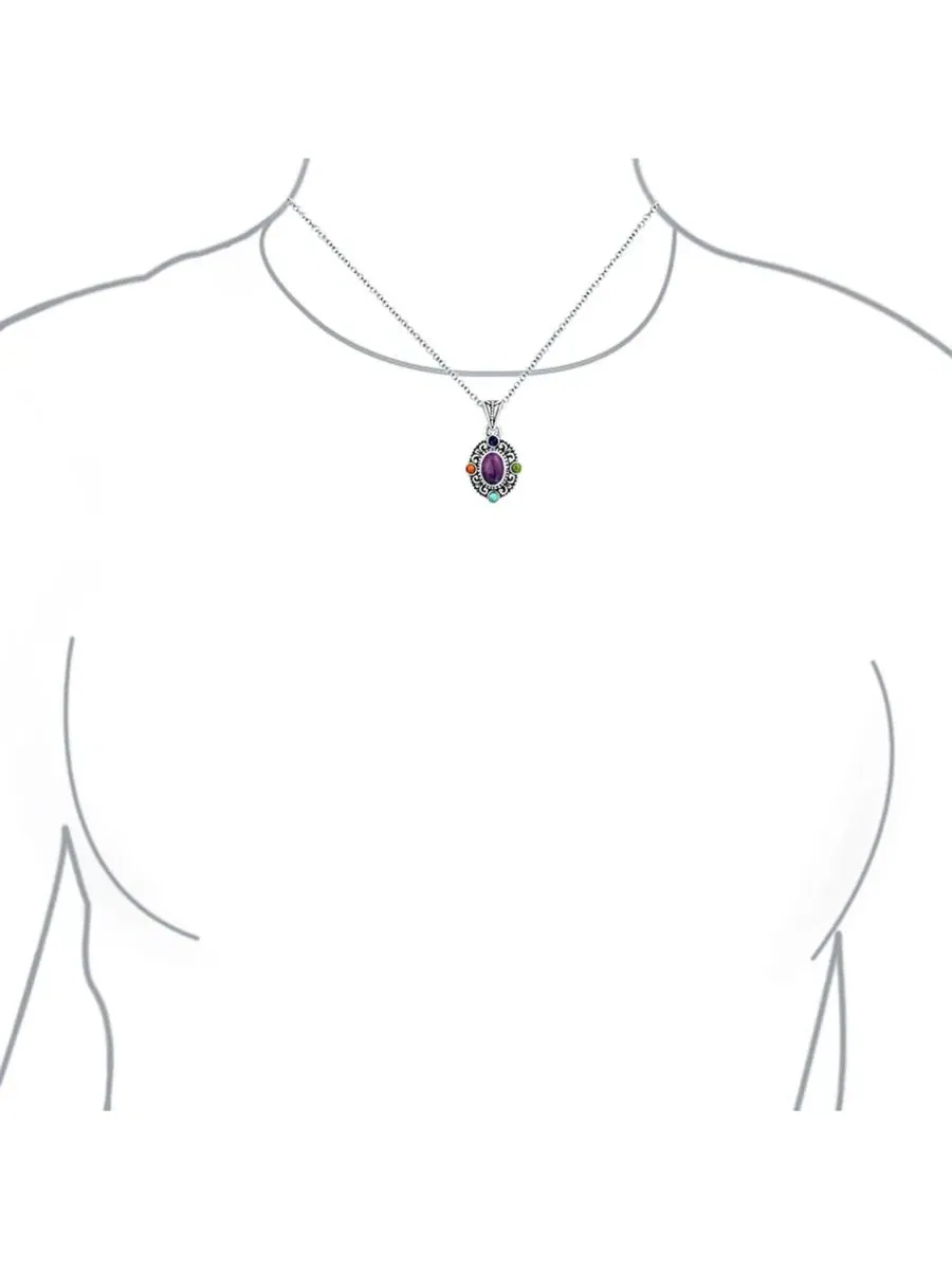 Кулон-подвеска с бирюзой Southwest Style, Oval Cabochon Bling Jewelry — изображение 3 из 4, оттенок мульти