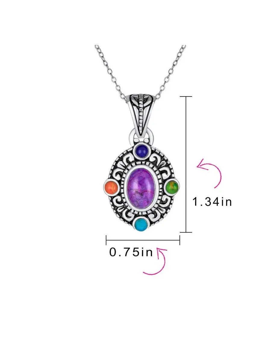 Кулон-подвеска с бирюзой Southwest Style, Oval Cabochon Bling Jewelry — изображение 4 из 4, оттенок мульти