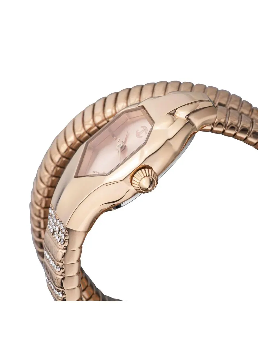 Женские часы Glam Snake Quartz IP Stainless Steel Bracelet Watch Just Cavalli — изображение 3 из 3, оттенок розовый