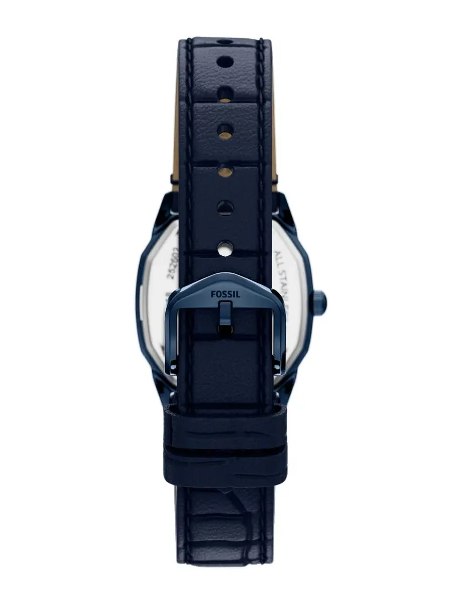 Женские часы Harlow Three-Hand с сатиновым синим циферблатом Fossil — изображение 2 из 8, оттенок синий