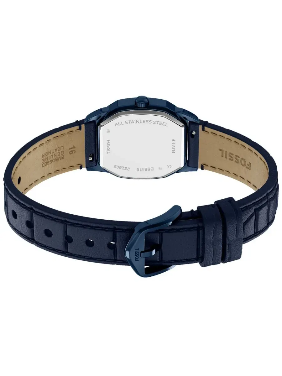 Женские часы Harlow Three-Hand с сатиновым синим циферблатом Fossil — изображение 5 из 8, оттенок синий
