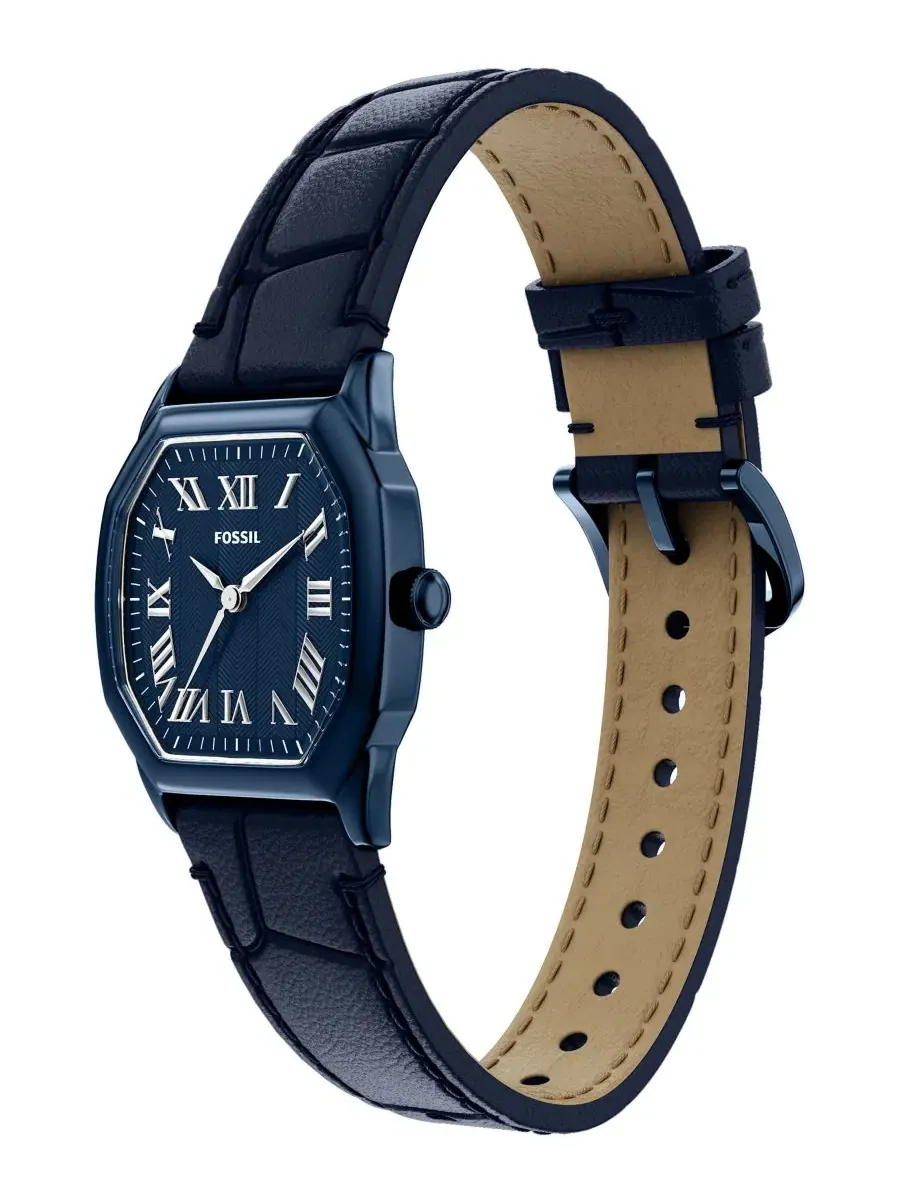 Женские часы Harlow Three-Hand с сатиновым синим циферблатом Fossil — изображение 6 из 8, оттенок синий